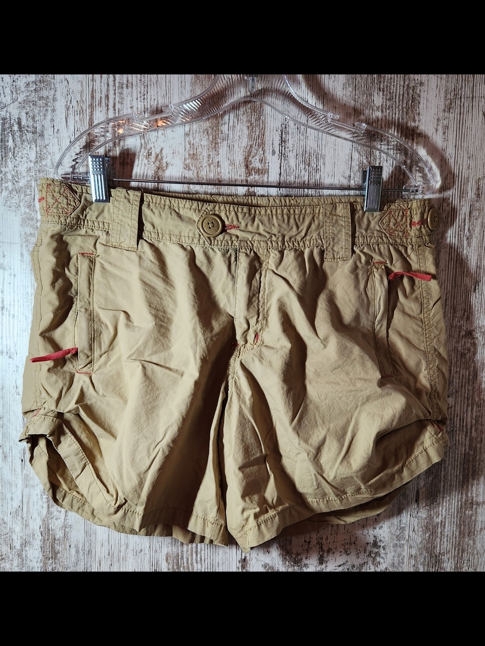 Steve & Barry's Tan Cargo Shorts with Pink Accents Size 12